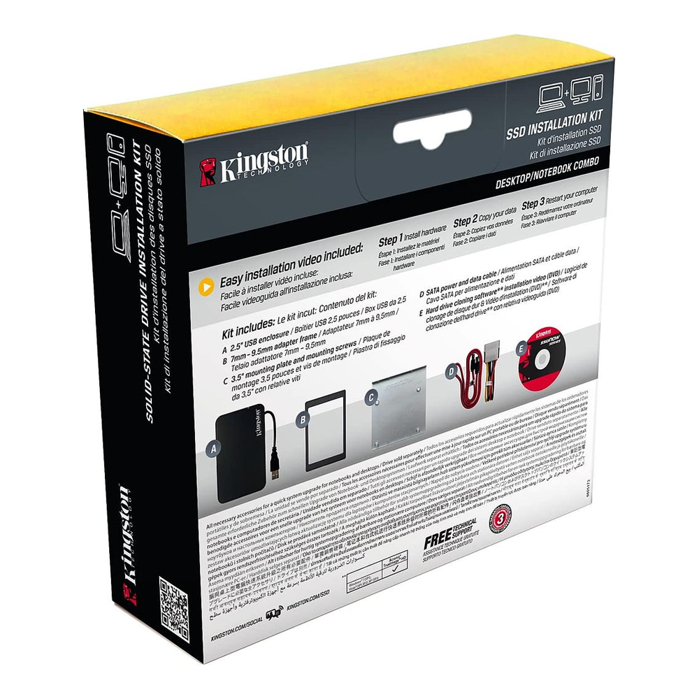 Capsula Kingston Ssd Installation Kit Caja De Almacenamiento 2.5″ Sata 3Gb/S Usb 2.0