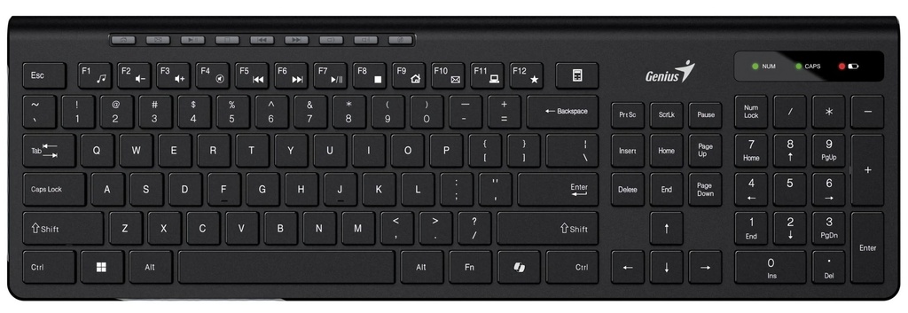 Teclado Inalambrico Genius Slim Start 7230, color negro, 2.4GHZ,  Teclas Multimedia, Win y Mac