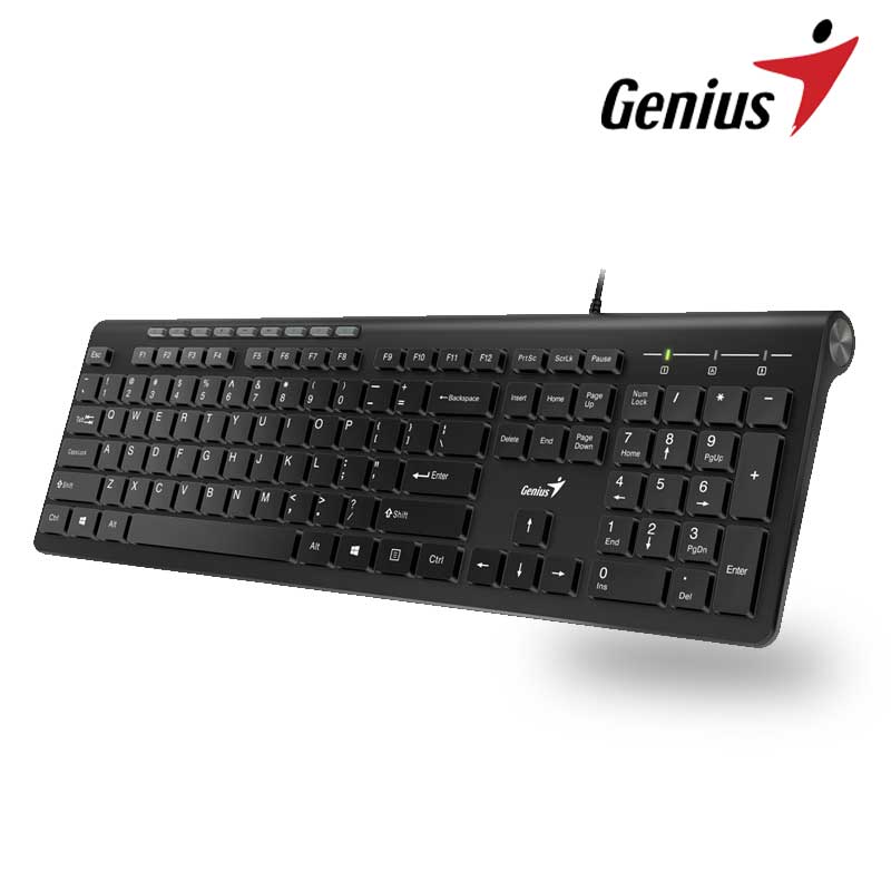 Teclado Inalambrico Genius Slim Start 7230, color negro, 2.4GHZ,  Teclas Multimedia, Win y Mac