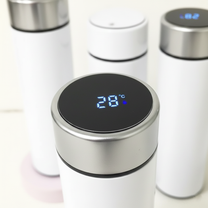 Tomatodo de aluminio Sublimable, blanco, 600ml, Tapa de color Blue