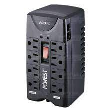 Regulador de Voltaje Powest Pro PC 1000 8 tomas Negro
