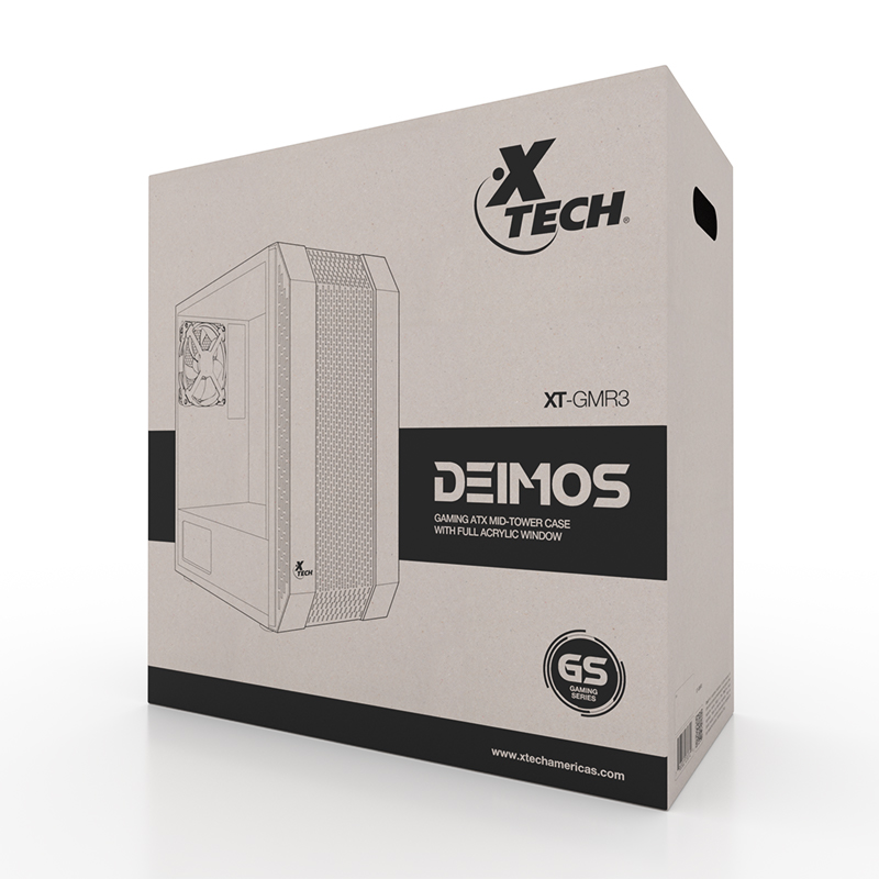 Case Pc Gaming Deimos Atx Xtech XT-GMR3, Cubierta Metalica, Panel lateral Acrilico transparente, Usb 3.0*2Puertos2.0 1P HD