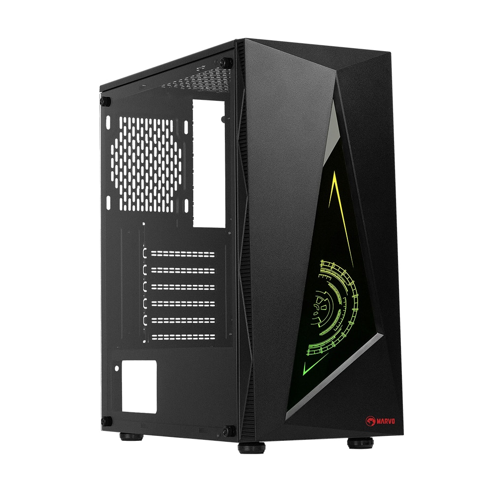 Case Pc Gamer Marvo CA-119BK, Cubierta Metalica, Panel lateral plastico, Frontal metalico, Usb 3.0, 2Usb 2.0, Black