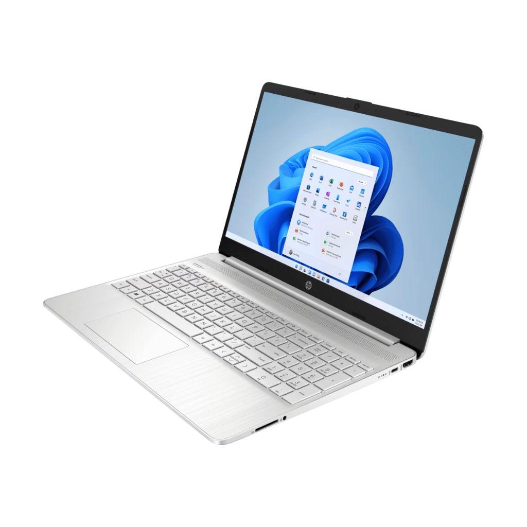 Laptop HP 15-EF2525LA AMD Ryzen 7-5700U, Ram 16Gb, Disco SSD 512Gb, 15.6" HD,  Bluetooth 4.0, 1 Usb-C, 3 Usb 2.1, HMDI, SD Card Reader, Jack 3.5mm, Windows  10, Color Plata natural+Audifono+estuche protector