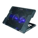Base Enfriadora Laptop, 2 Ventiladores grandes, 5 Niveles de elevacion regulables, 2 puertos Usb, 10 hasta 17 pulgadas, Luces led