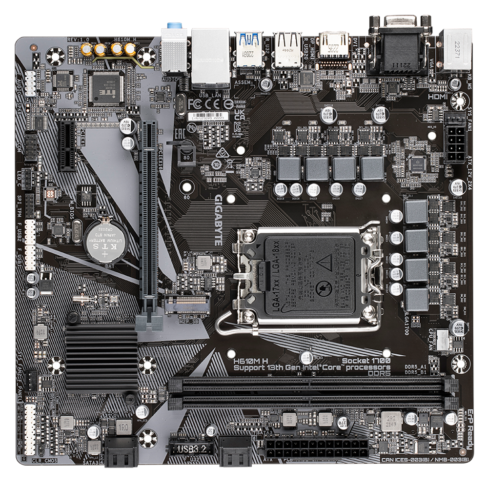 Mainboard Gigabyte H610M H DDR5 G10, LGA1700 Socket, 13Th Gen, M.2, Usb 3.2, 4 Usb 4.0, micro ATX