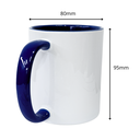 Jarro para Sublimacion 11oz asa e interior de colores, AAA, Importado