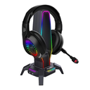 Soporte Marvo para HeadPhone HZ-10 RGB, 10 modos dinámico, Hub 4 puertos Audio Jack 3.5mm, Cable 1m