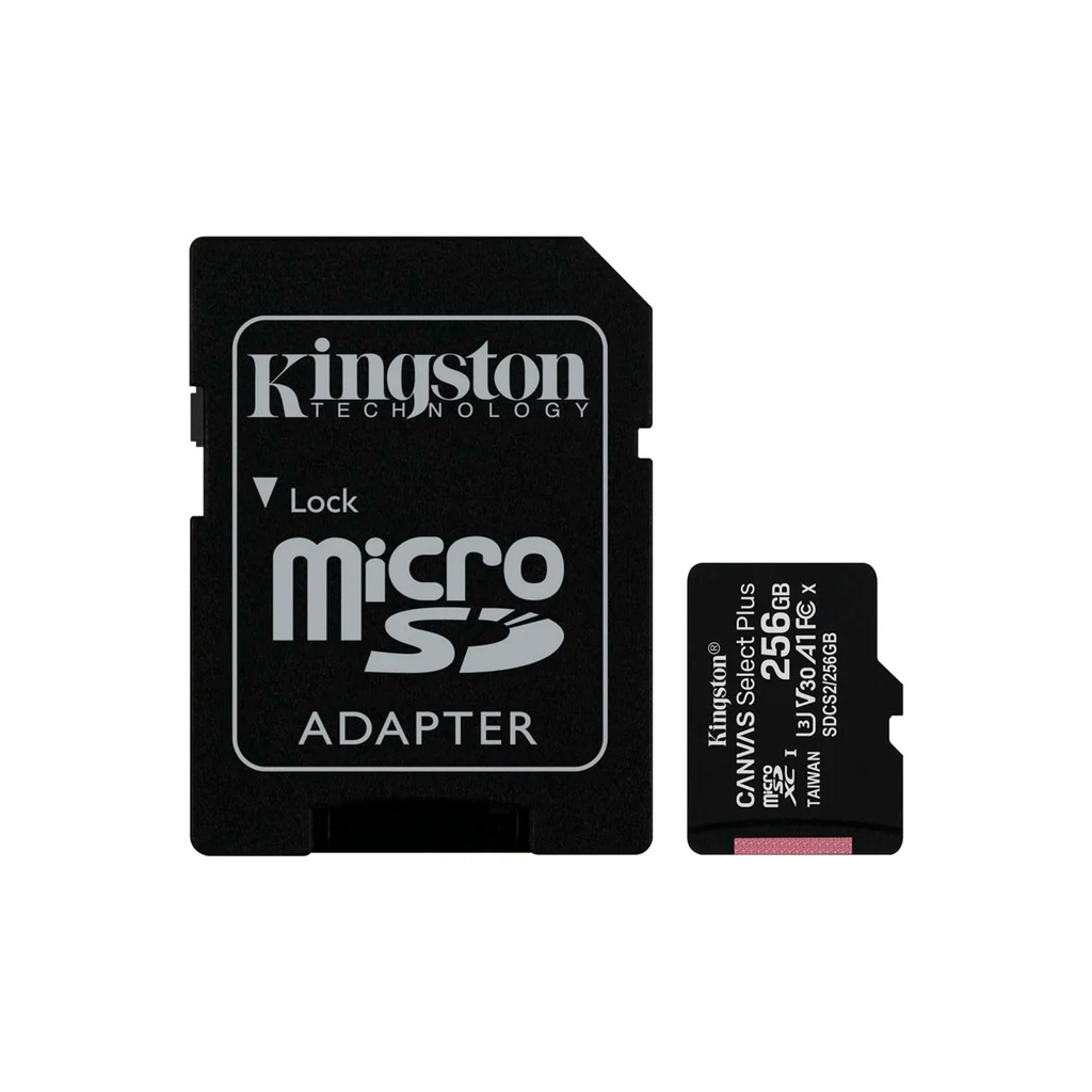 MicroSD 256GB Kingston Canvas Select Plus,  A1, clase 10, con Adaptador