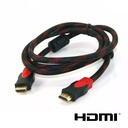 Cable HDMI a HDMI 1.8Mt, 4k, doble filtro, enmallado, Audio, Video, Network