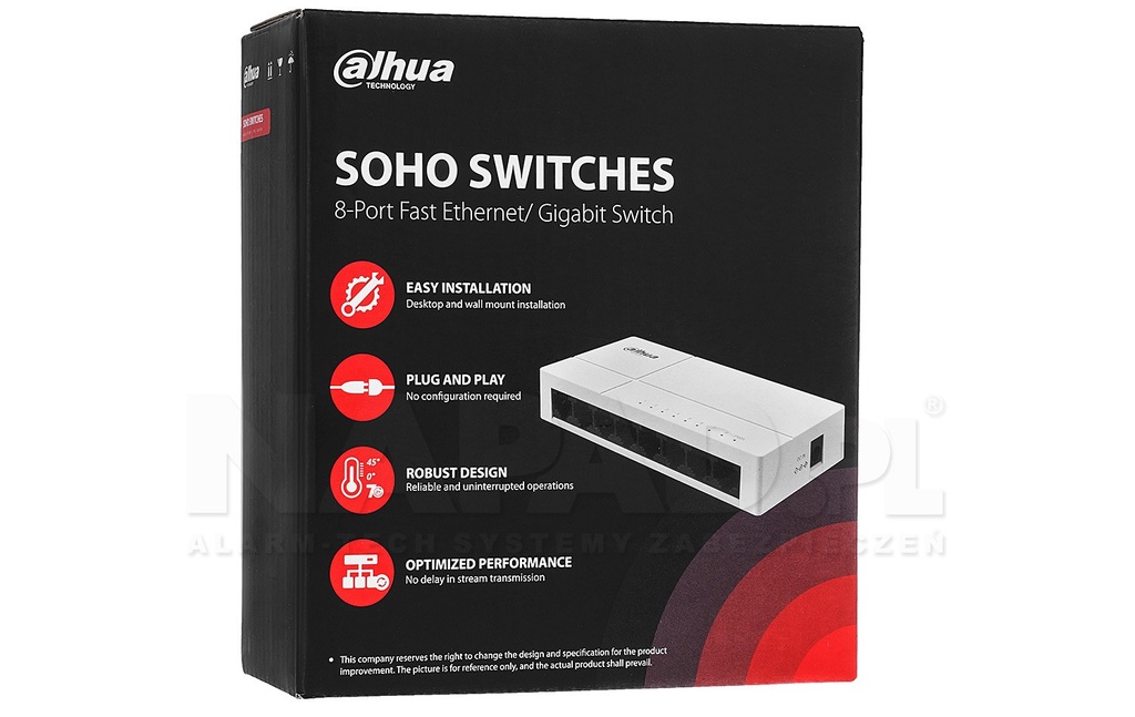 Switch Dahua 5 Puertos 10/100/1000 - PLUG AND PLAY