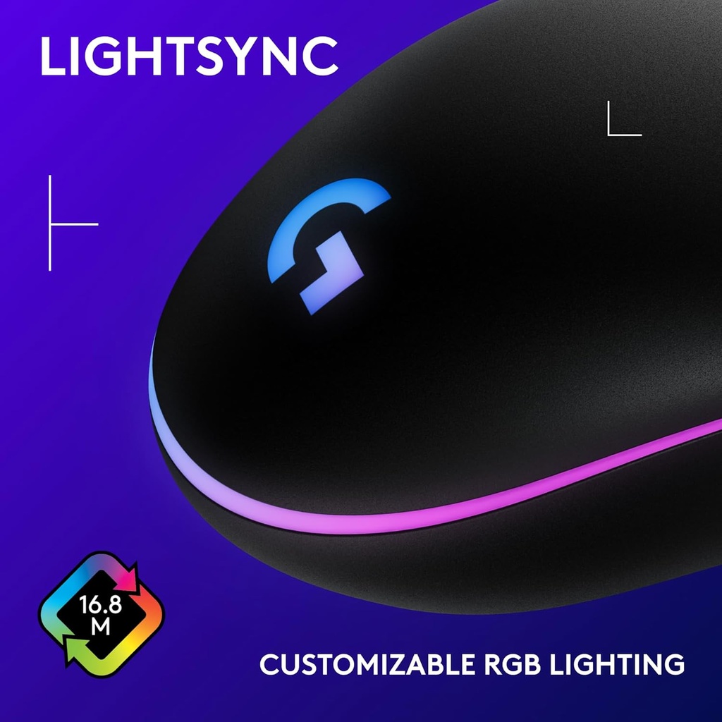 MOUSE LOGITECH ALAMBRICO GAMER G203 LIGHTSYNC RGB USB NEGRO