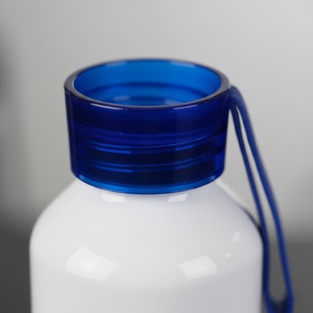 Tomatodo de Aluminio Sublimable, blanco, 750ml, Tapa de color azul