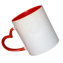 Jarro para Sublimacion 11oz con Asa de corazón e interior rojo, AAA importado
