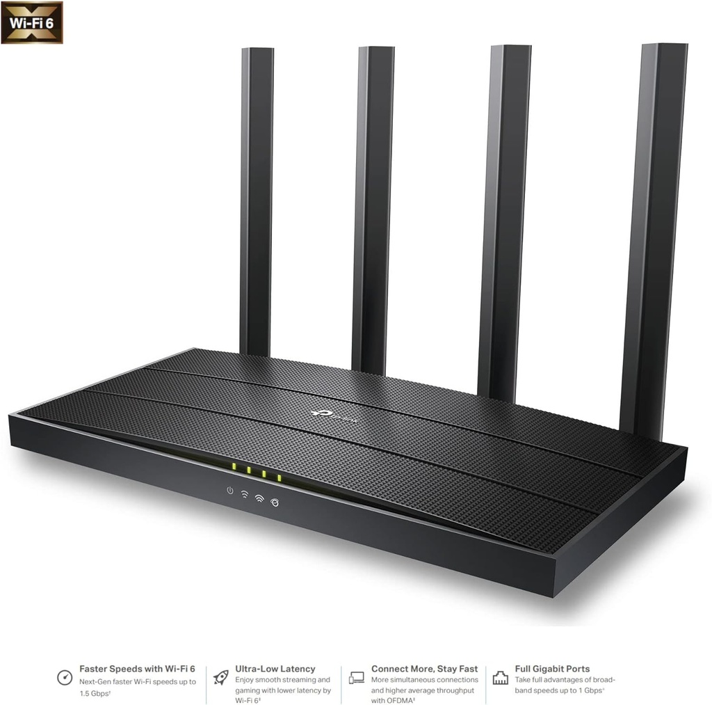 ROUTER TPLINK ARCHER AX12 WIFI 6  AX1500 DUAL BAND 4 ANTENAS 4 PUERTOS