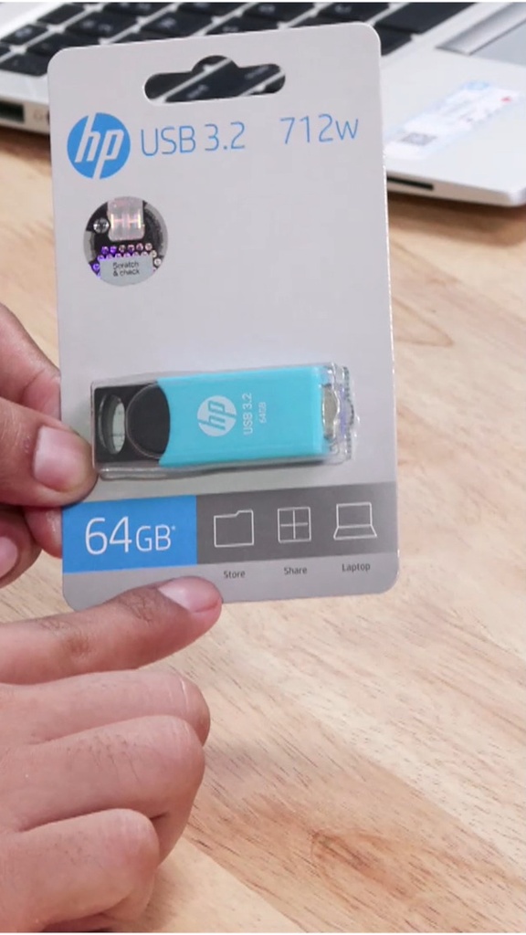 FLASH MEMORY 64GB HP 712W AZUL  USB 3.2