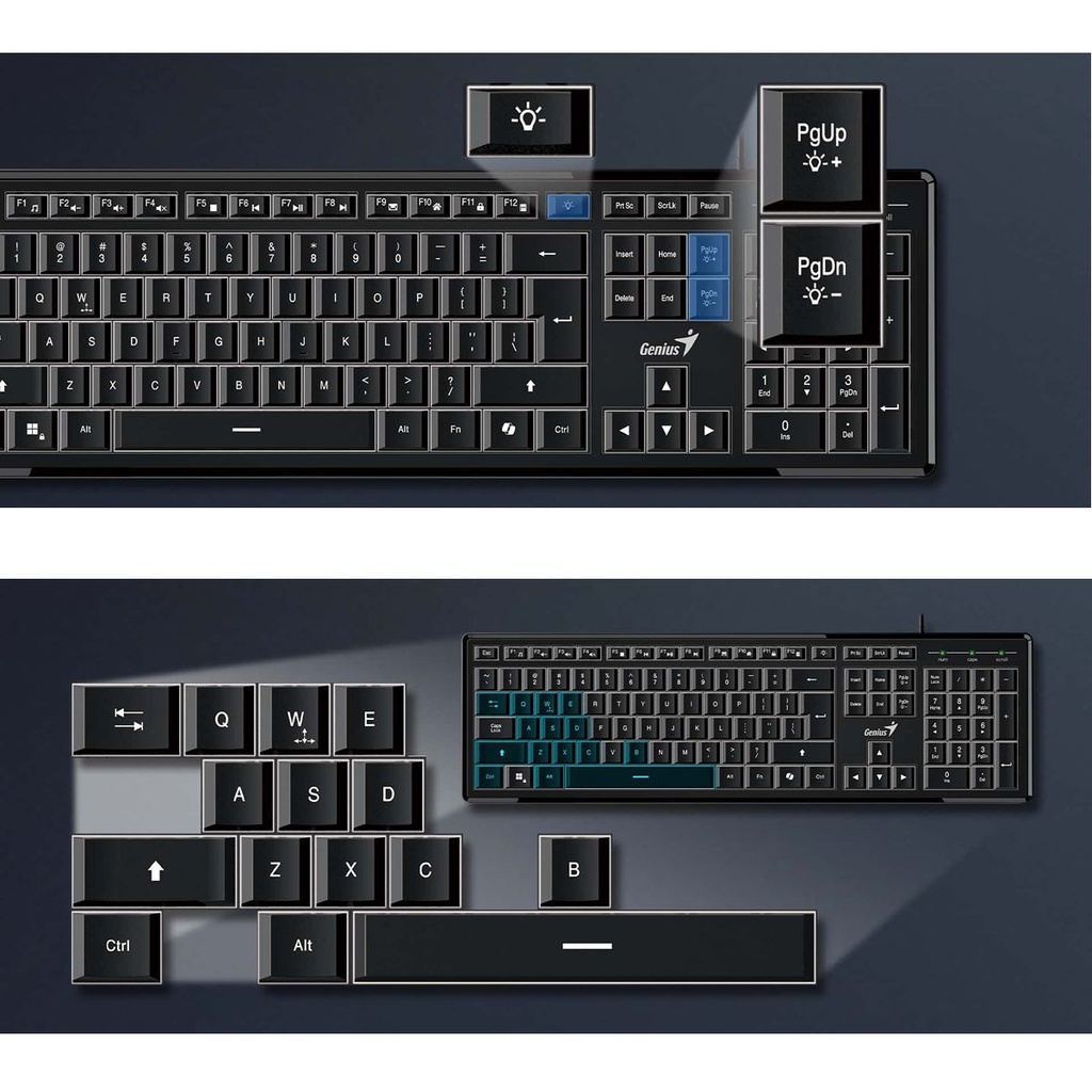 TECLADO SLIMSTAR 820, RETROILUMINADO, USB, NEGRO , TECLA COPILOT