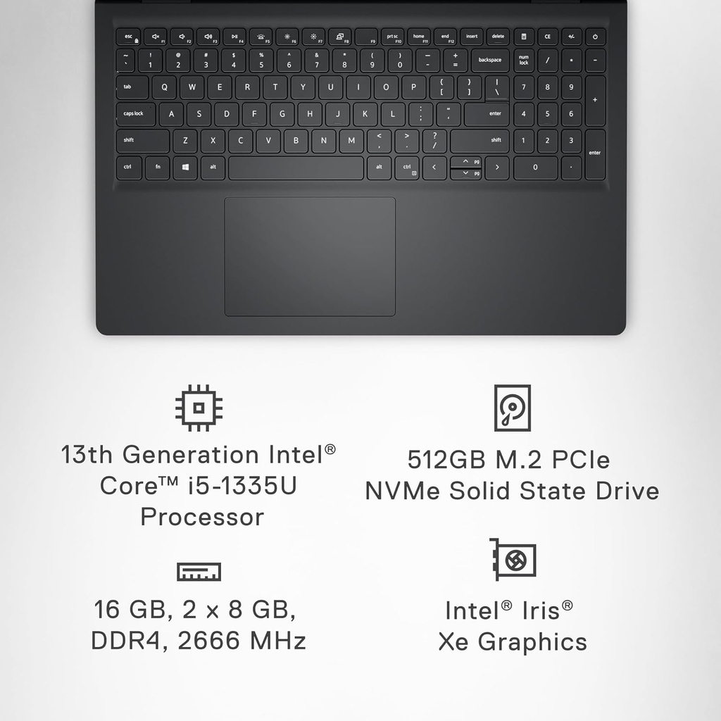 Laptop Dell 3530 Core i5 13th Gen 512 SSD, 16GB RAM, Windows 11, 15.6", gratis Estuche+Audifono