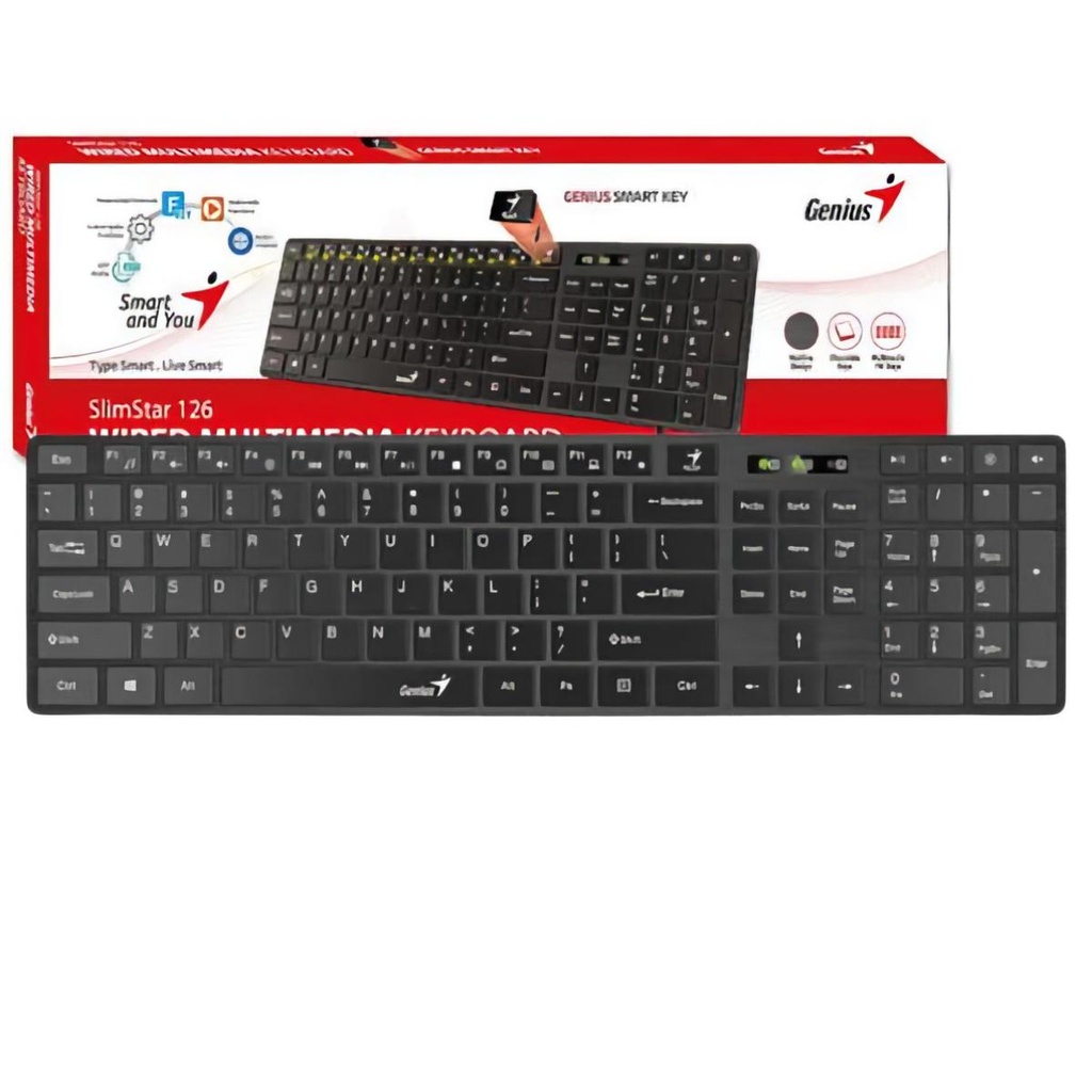 Teclado Alambrico Genius Slim Start 126, Usb  Español multimedia