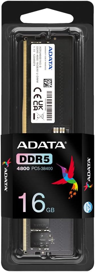 Memoria Ram Adata DDR5 16Gb, 4800Mh Dimm, CL40 1.1V