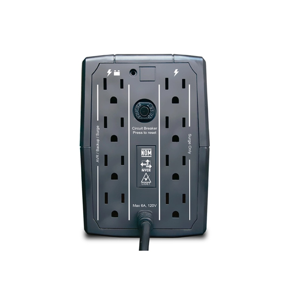 UPS CDP INTERACTIVO R-UPR1008 1000VA/ 500W, 8 TOMA, PUERTOS USB tipo A y 1 USB TIPO C C 120V
