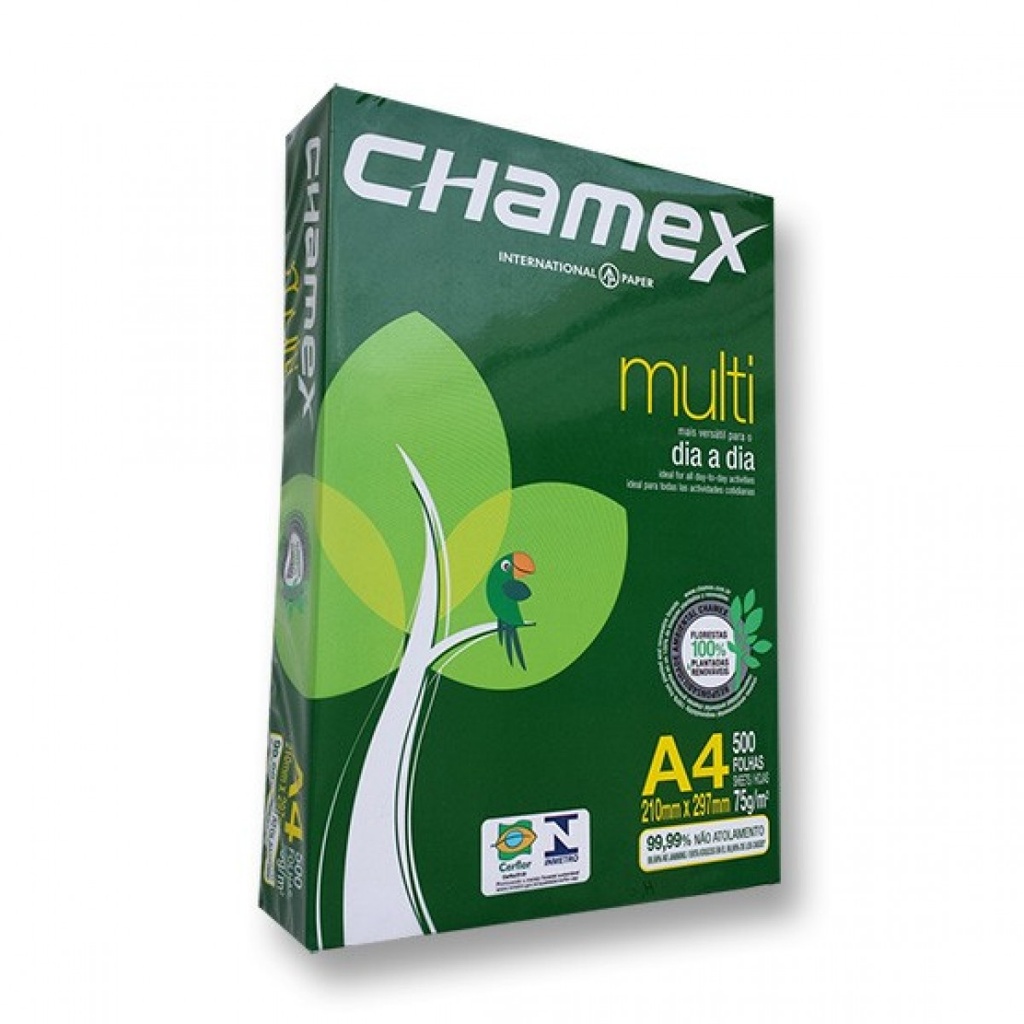 RESMA PAPEL BOND CHAMEX A4 500/HOJAS, 75GR