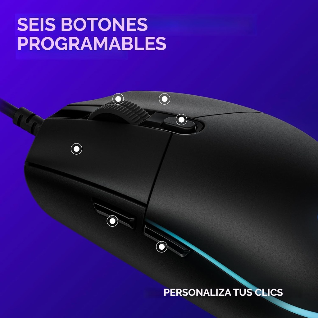 MOUSE LOGITECH ALAMBRICO GAMER G203 LIGHTSYNC RGB USB NEGRO
