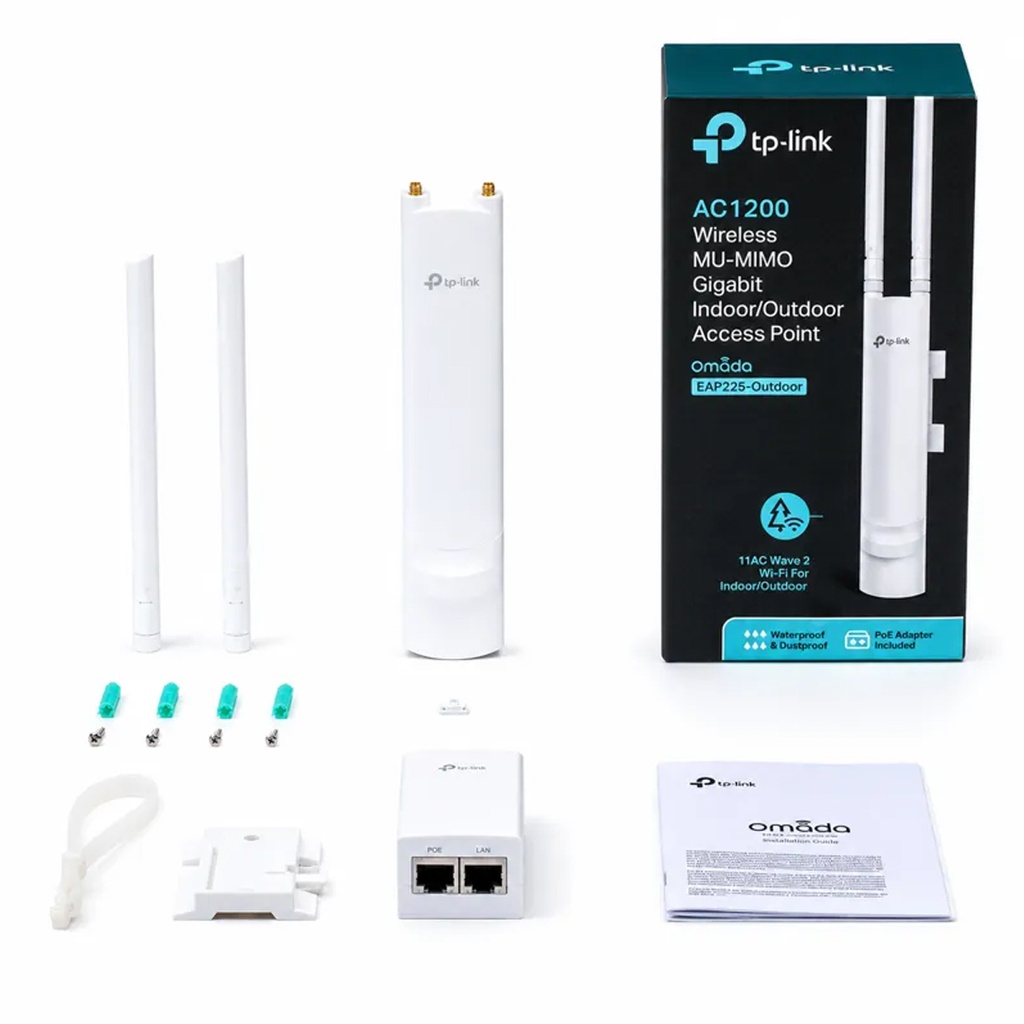 ACCESS POINT TP-LINK EAP225-OUTDOOR, AC1200 DUAL BAND, QUALCOMM, 867MBPS AT 5GHZ + 300MBPS AT 2.4GH