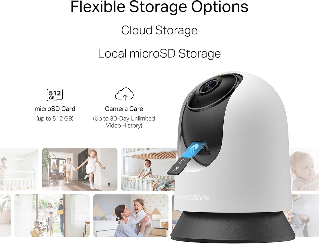 CAMARA MERCUSYS MC210 2K VISION NOCTURNA AUDIO DOBLE VIA, SOPORTA MICROSD 512GB DETECCION DE IA