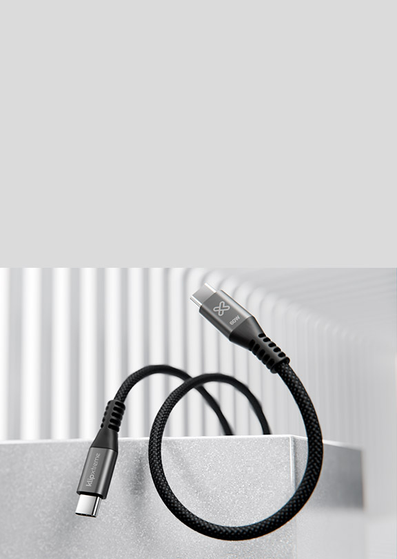 Cable USB C to USB C - Klip Xtreme - 24 pin - 1m - Black - 60W Carga Rapida