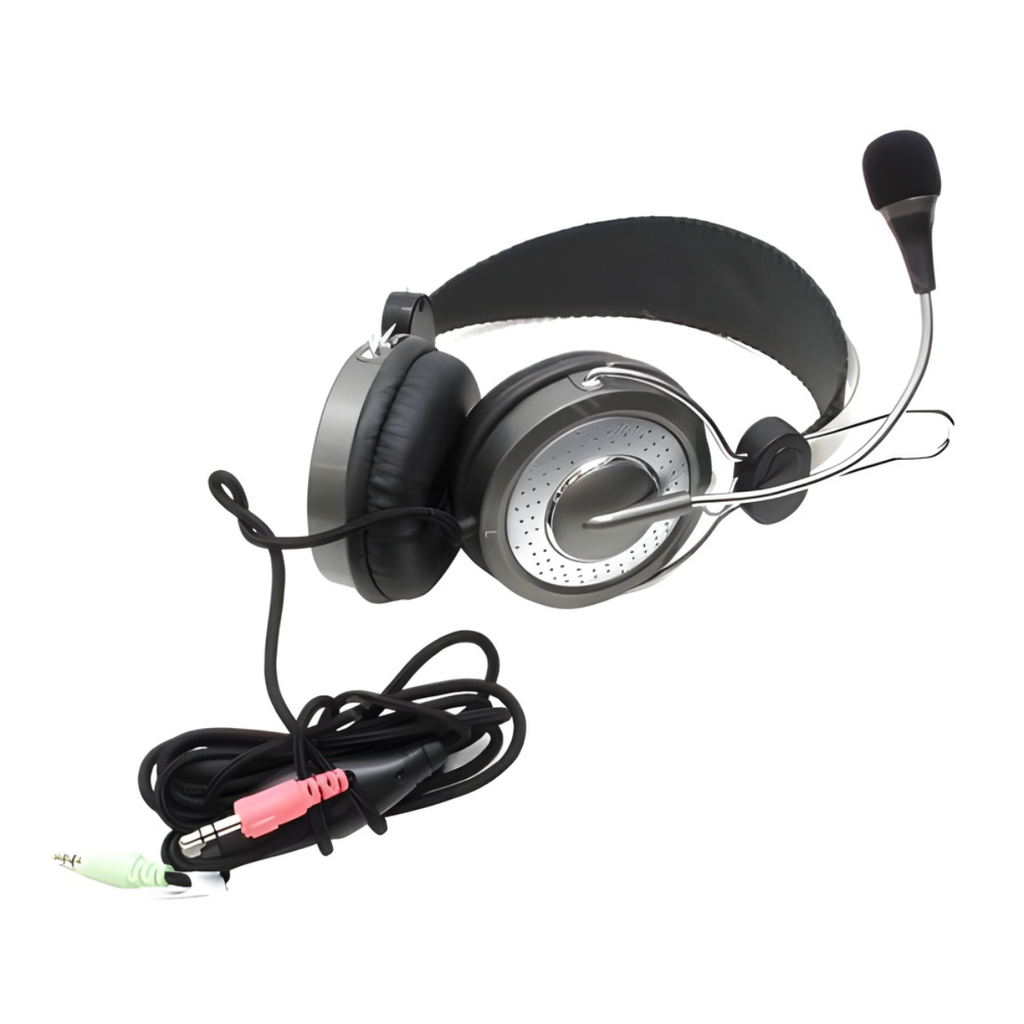 Audifono con Microfono GENIUS HS-04SU, DIADEMA METALICA, plug 3.5mm, revestmiento de cuero, ideal para clases online