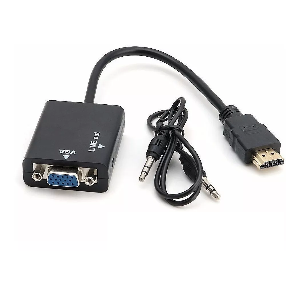 Adaptador Convertidor  HDMI Macho a VGA, con Audio, completo