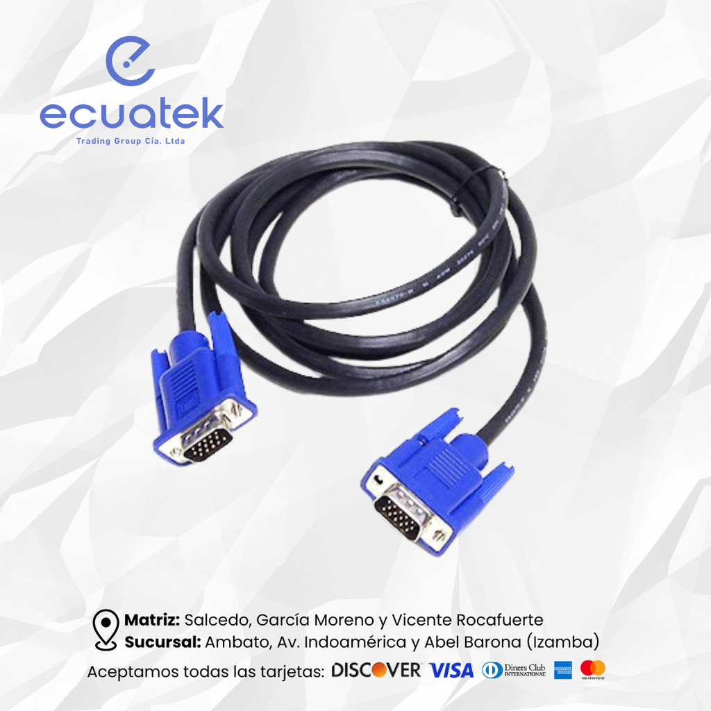 Cable de VIDEO VGA a VGA, 1.8mts