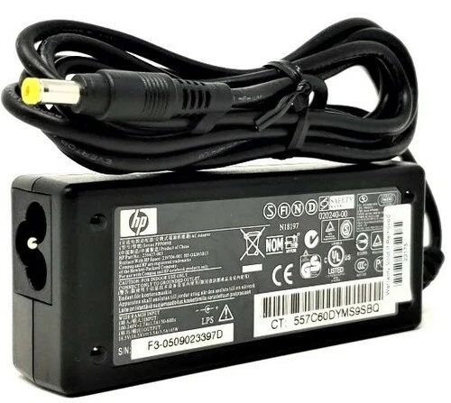 Cargador Laptop Hp 18.5V/3.5A/65W/conector 4.8x17mm/plug amarillo HC