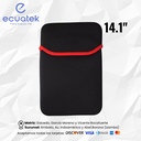 Estuche Para Laptop 14.1pulgadas Neopreno, Negro con Rojo, Sin Cierre, Reversible