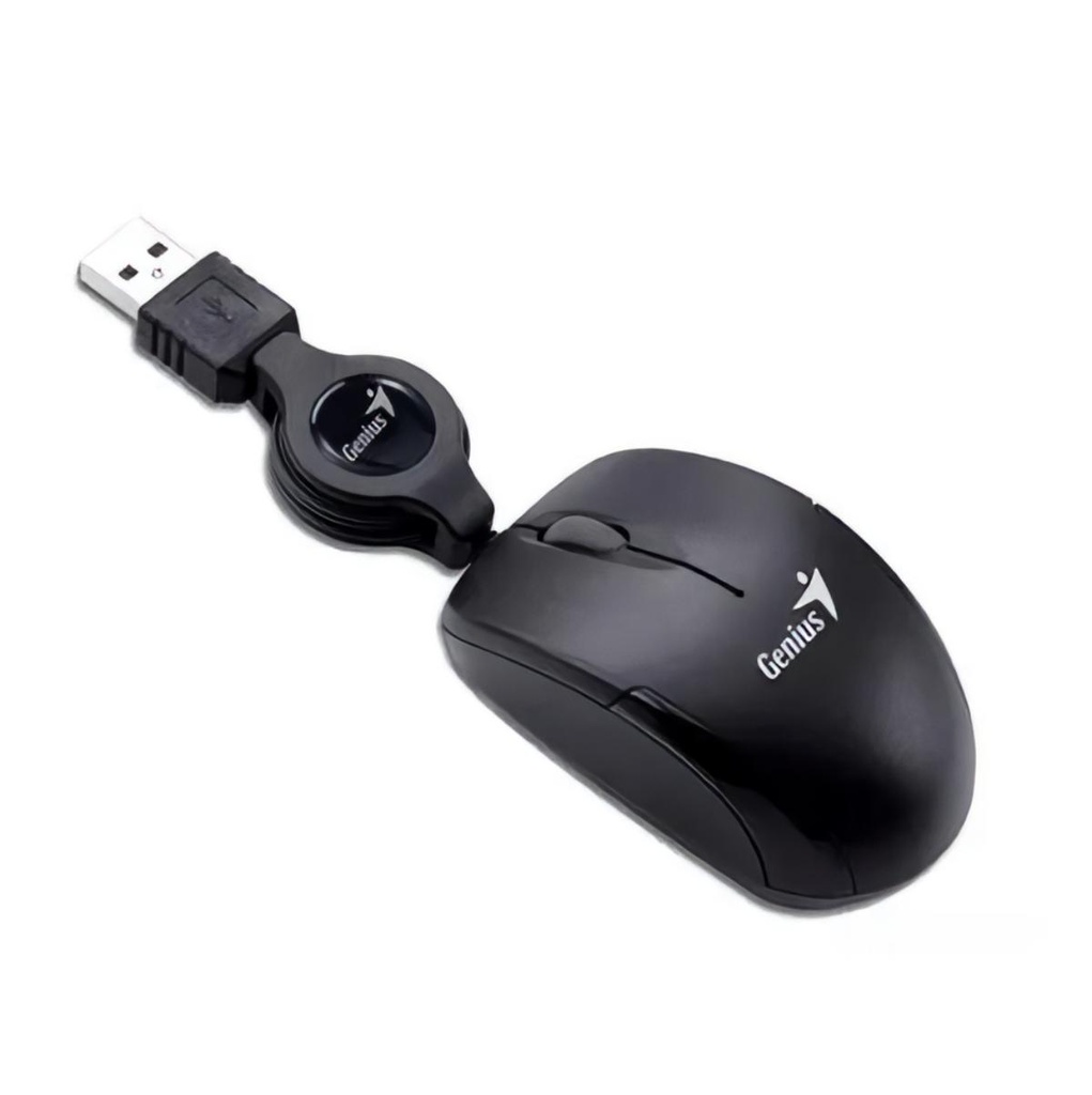 Mouse GENIUS Micro Traveller Retractil Usb color negro 3 botones,  para Laptop
