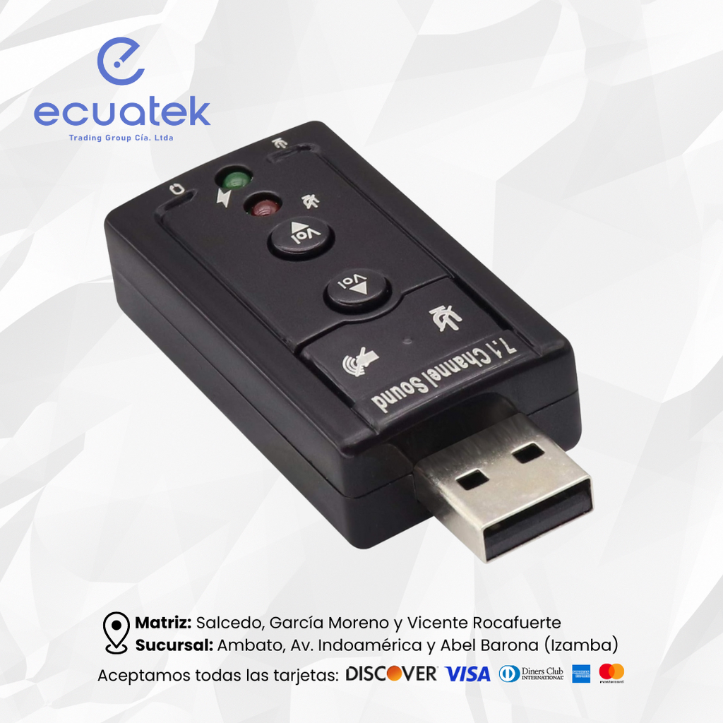Tarjeta de sonido 7.1 Canales, adaptador de Audio virtual 3D