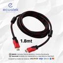 Cable HDMI a HDMI 1.8Mt, Cable HDMI a HDMI,  Audio, Video, red, doble Filtro, enmallado