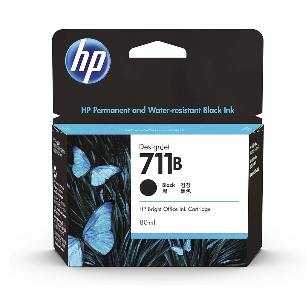 Cartucho HP 711 80ml Black, T520 T120 T530 T130, Alto rendimiento, ORIGINAL
