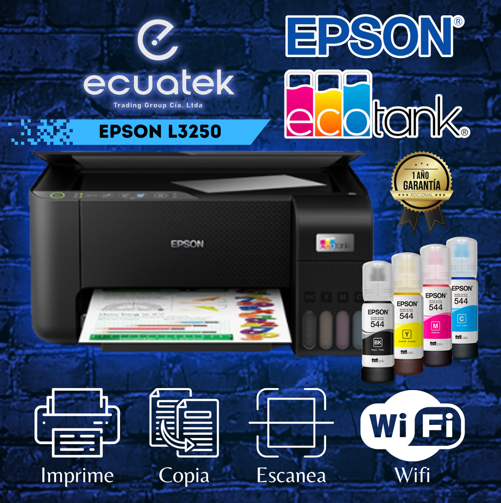 Impresora Epson L3250 Multifunción,  Wifi, A4, Usb, con sistema de tinta original