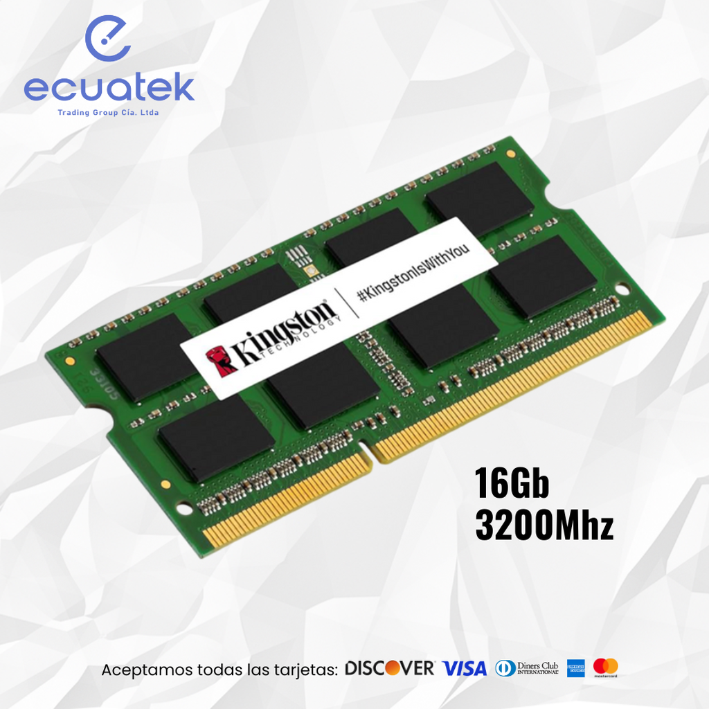 Memoria Ram Kingston  DDR4 16Gb, 3200Mhz, Sodimm, PC4, 25600