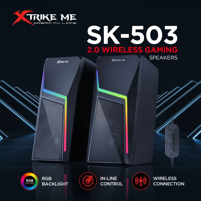 Parlante PC Xtrike Me SK 503 Portatil Dual bluetooth, 3W*2 Efectos RGB, Usb 2.0, Black