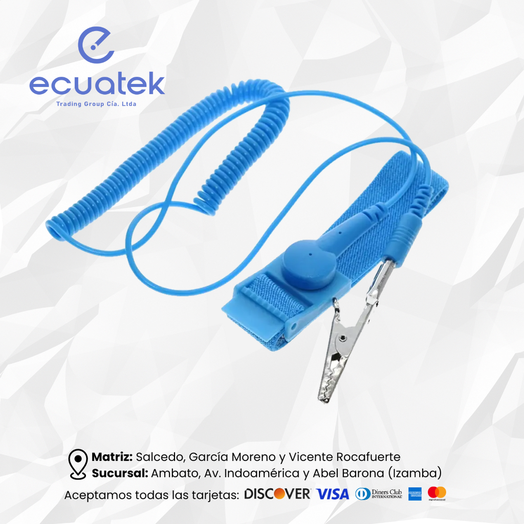 Pulsera antiestatica extendible con pinza tipo lagarto