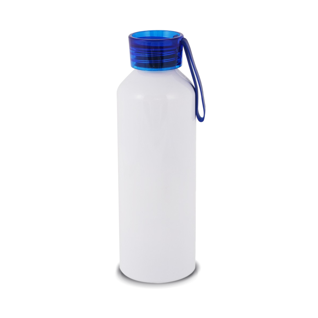 Tomatodo de Aluminio Sublimable, blanco, 750ml, Tapa de color azul
