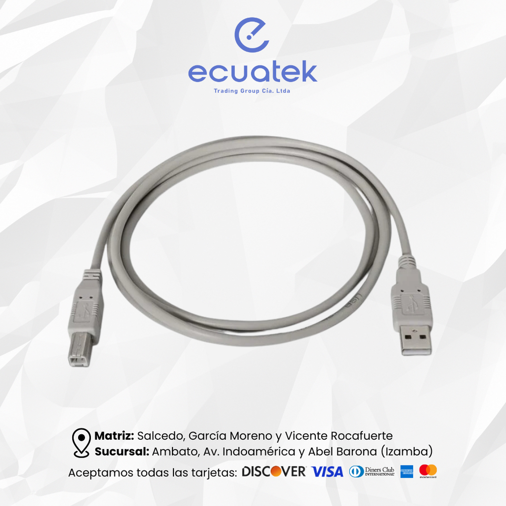 Cable Impresora Usb 2.0, 1.8mt