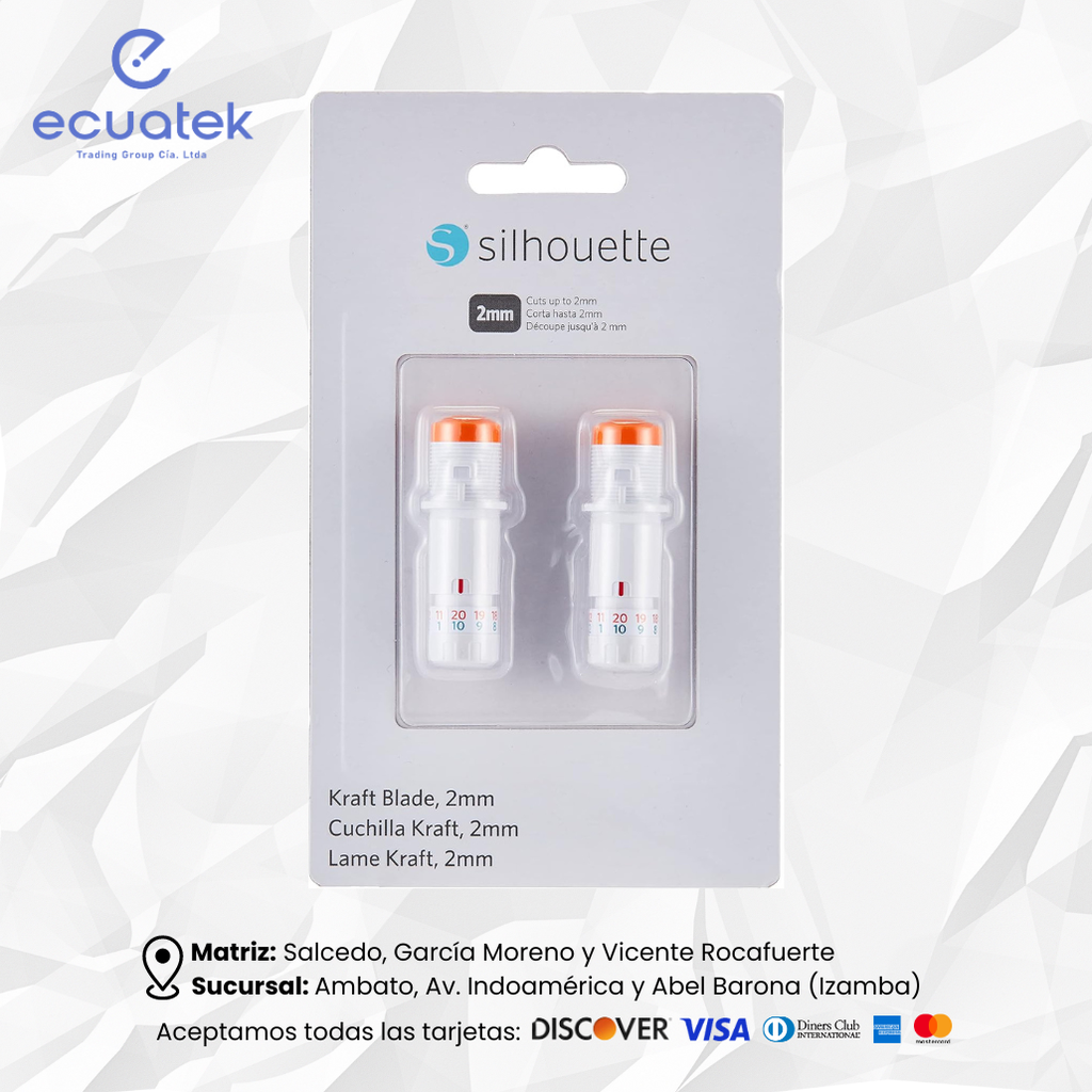 Cuchilla Kraft 2mm, Set de 2 unidades, Cameo 4, Plus, Pro, Cameo 3, Portrait 2, Curio