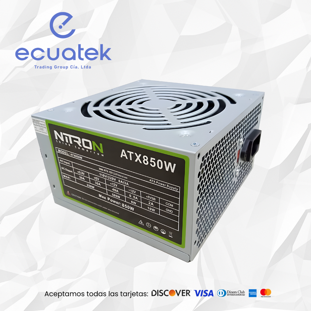 Fuente de Poder Nitron 850W, ATX, 20-24 Pines
