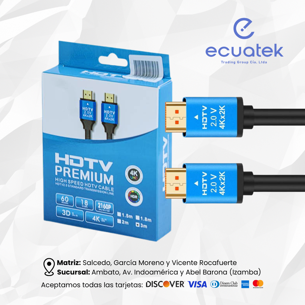 Cable HDMI a HDMI, 3 Metros , Audio, Video, High Speed