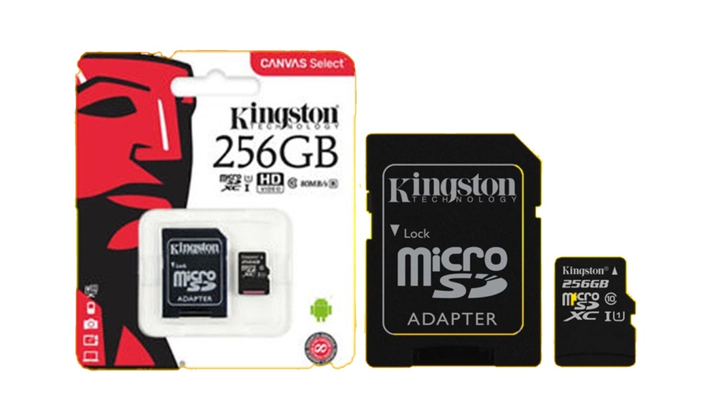 MicroSD 256GB Kingston Canvas Select Plus,  A1,  clase 10,  100MB/s