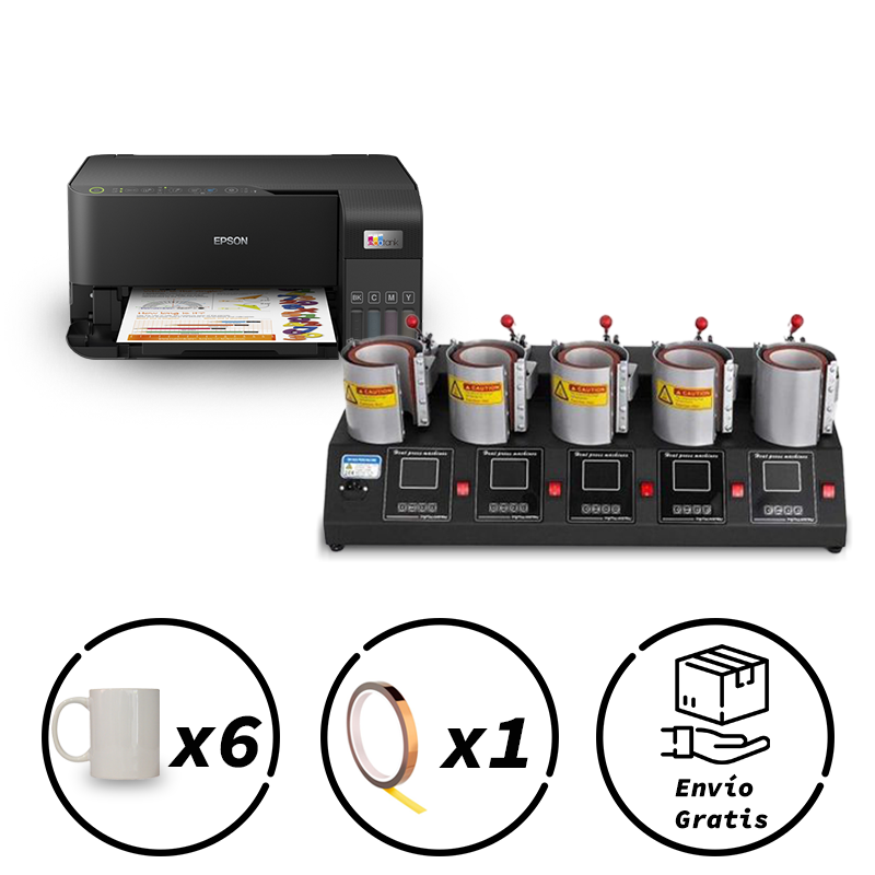 Combo de Sublimacion: Epson L1250 A4 + Sublimadora manual de 5 jarros/11oz